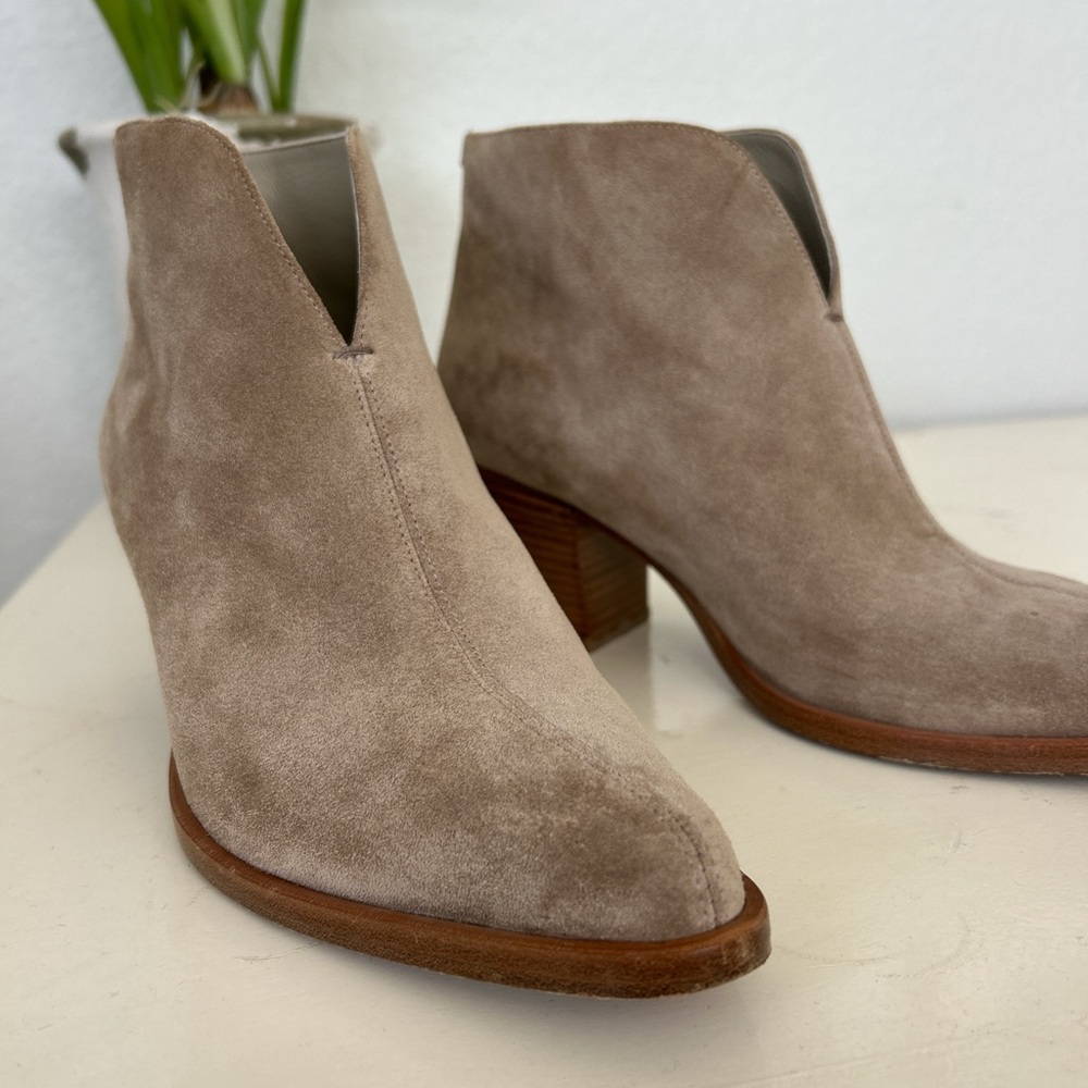 Vince Taupe Suede Ankle Booties
